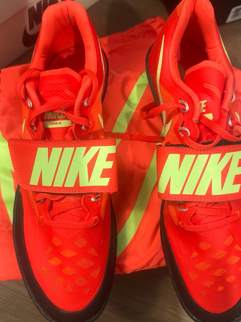 Nike Bright Red Athletic Shoes with Neon Yellow Strap